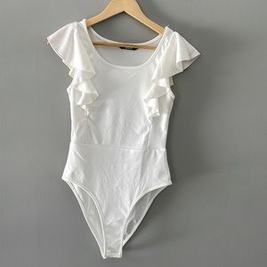 SHEIN White Ruffle Bodysuit